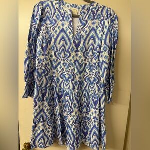 Sail to Sable Blue and White Long Sleeve Dress Size L NWOT